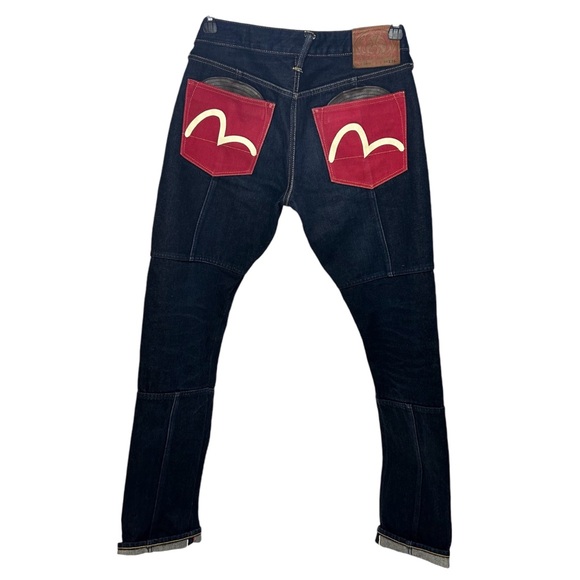 Evisu Selvedge Jeans Mens 30x34 Red Pocket White Seagull Logo Japan Denim RARE - Picture 3 of 16